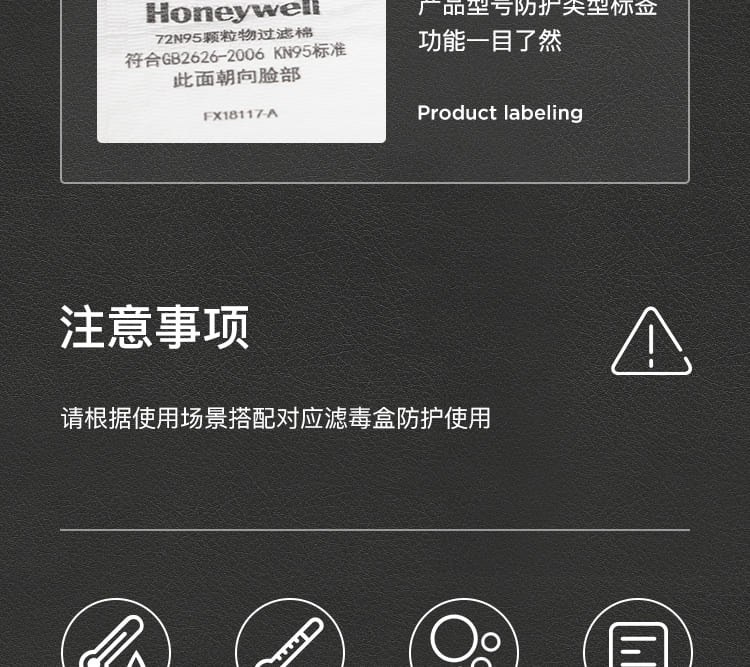 霍尼韦尔（Honeywell） 72N95 颗粒物滤棉 (KN95 级别、防工业粉尘、防颗粒物 须搭配防尘面具7200系列使用)